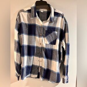 Navy and white Fleece flannel